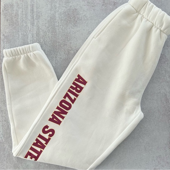 HYPE AND VICE Arizona State ASU Cozy Basic Boyfriend Sweats, White XS NWT - Picture 2 of 9